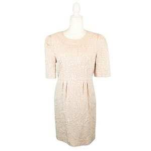 Darling dress cream brocade short sleeve scoop neckline back zipper size M